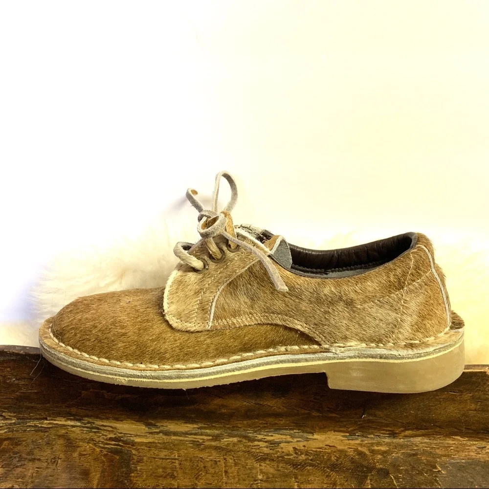 Uwezo Calf Hair Leather Oxford Shoes Desert Chukka NWOT 8